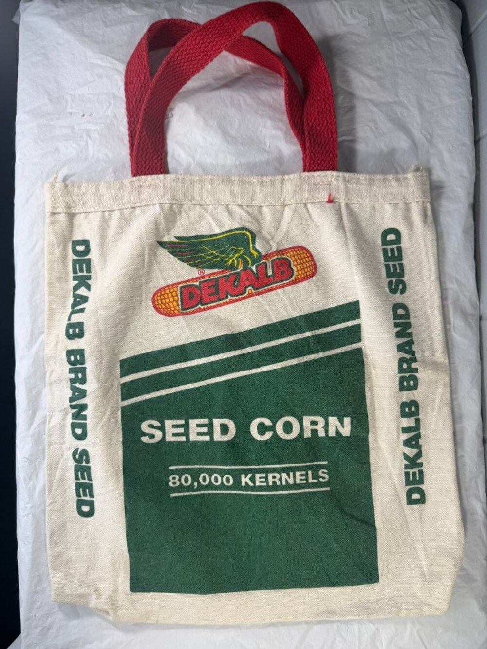 Vintage Dekalb Brand Seed Bag Corn Canvas Bag 80,000 Kernels Carry Bag USA Made